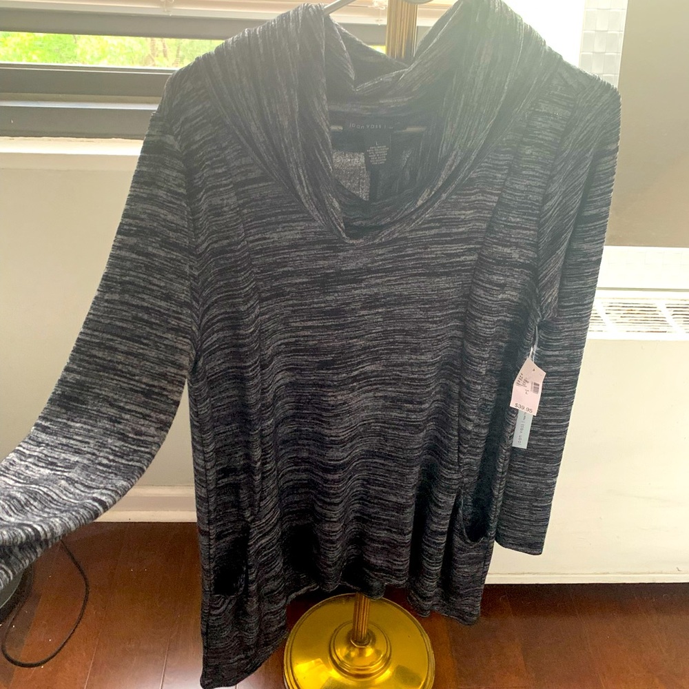 Heather grey mock turtle neck tunic